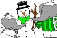 Colora Babar e il pupazzo di neve